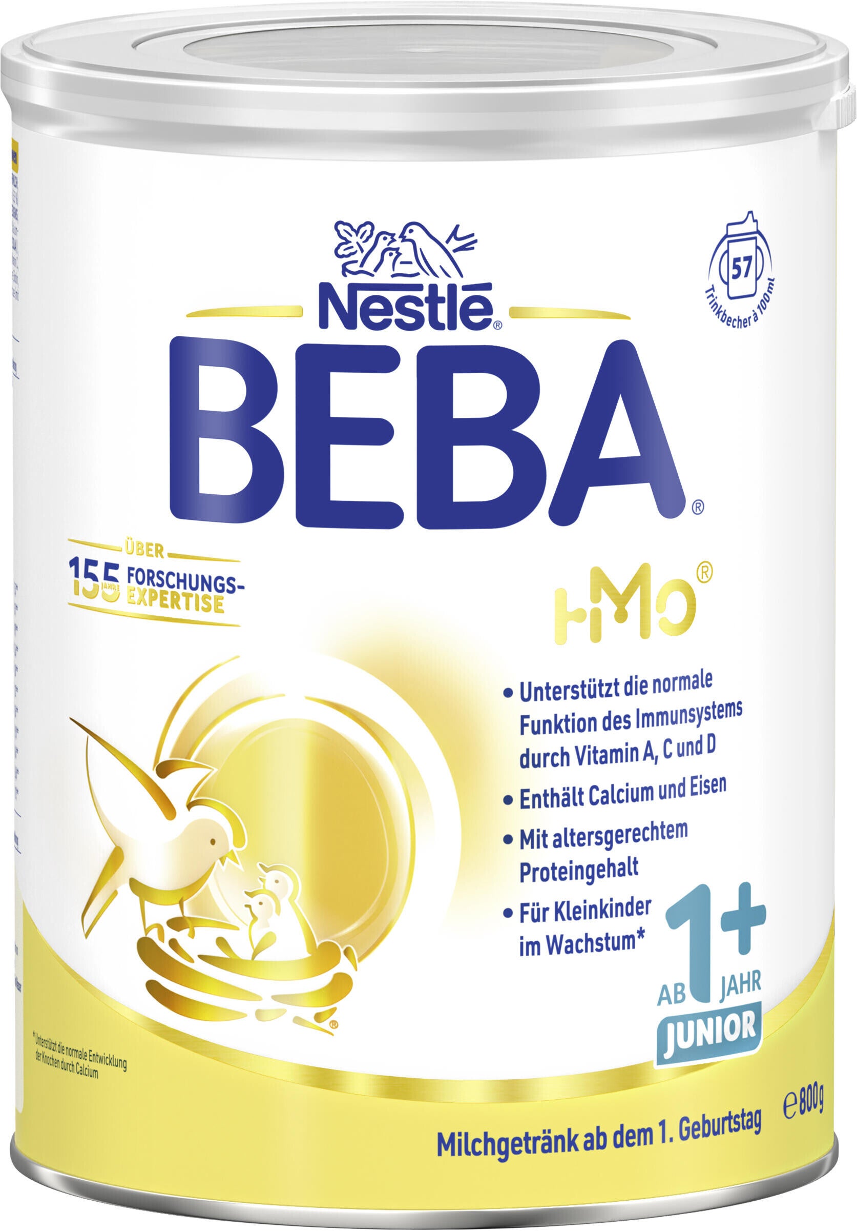 Dose Nestlé BEBA Babymilch 1+, gelb-weißes Design