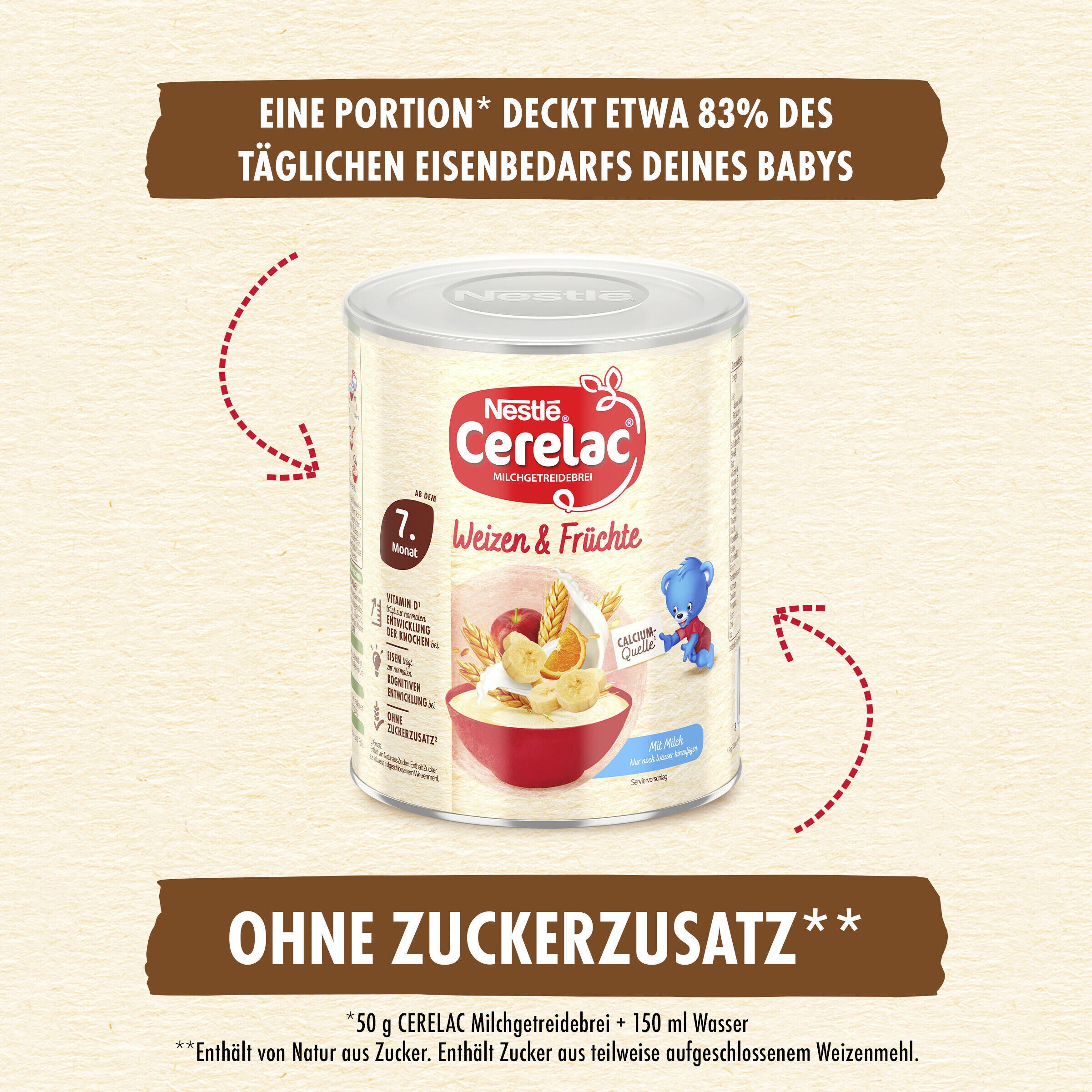 Cerelac baby cereal packaging with banana and apple.