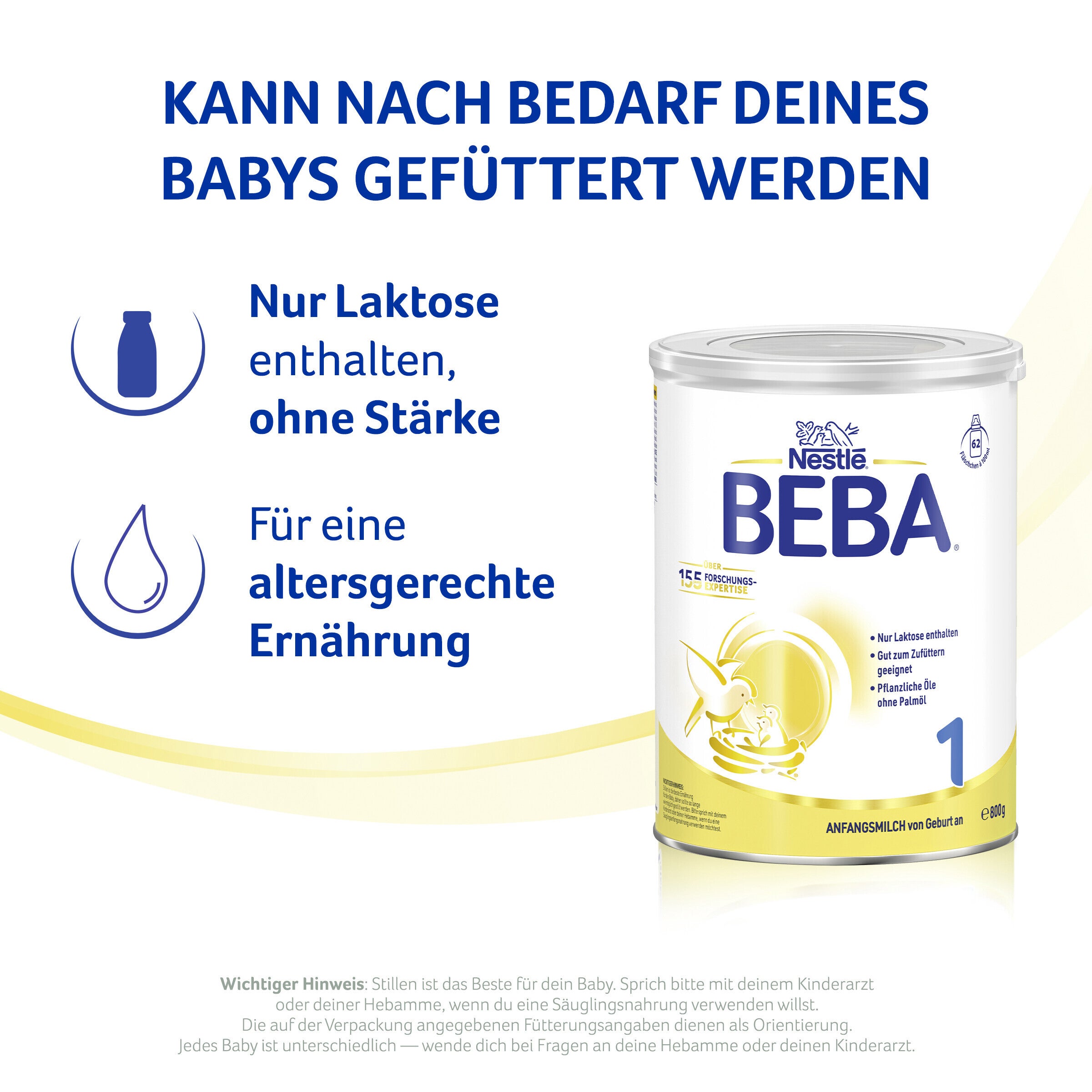 Nestlé Beba 1 can against white background, blue text in German.