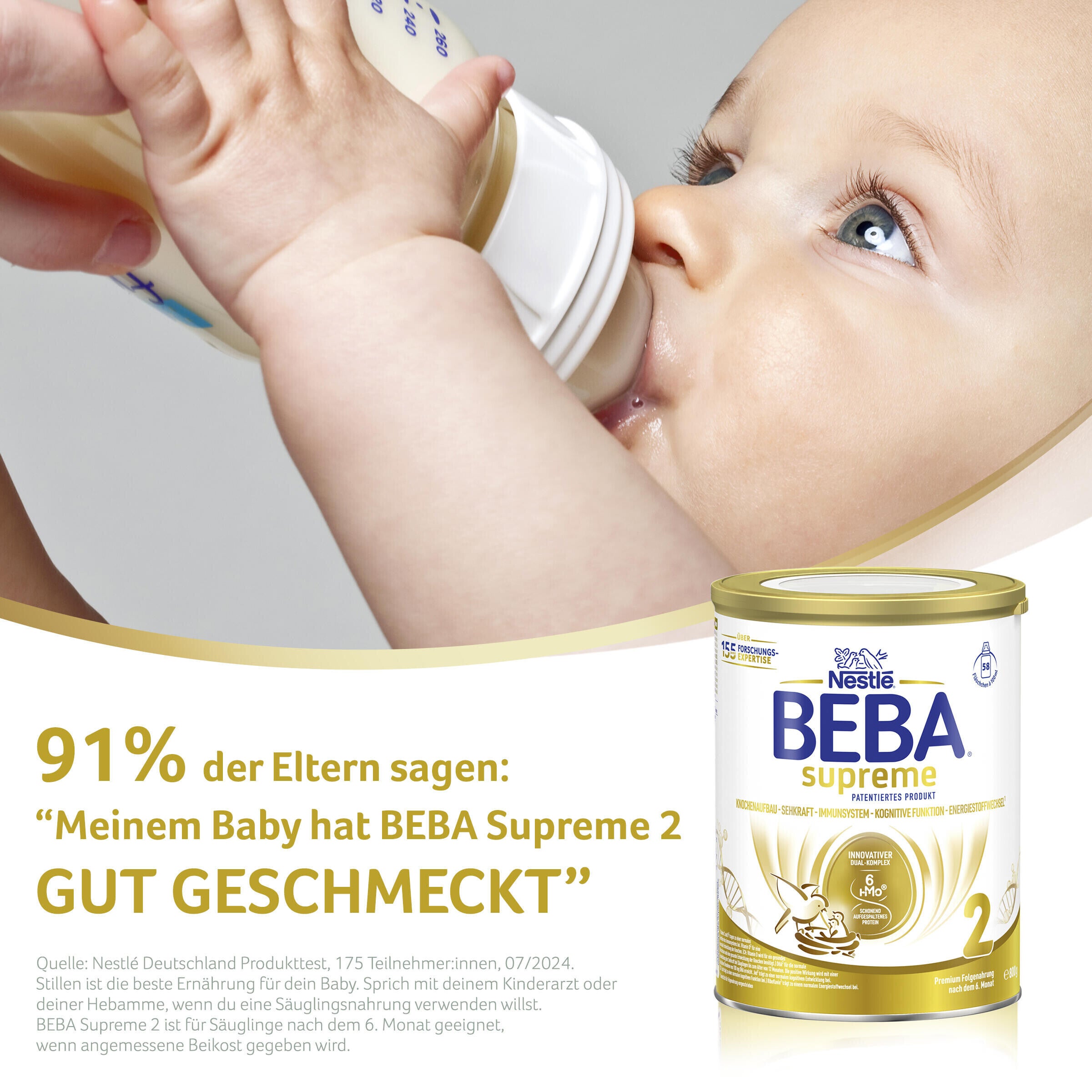 BEBA Supreme Gut Geschmeckt Zitat mit Baby