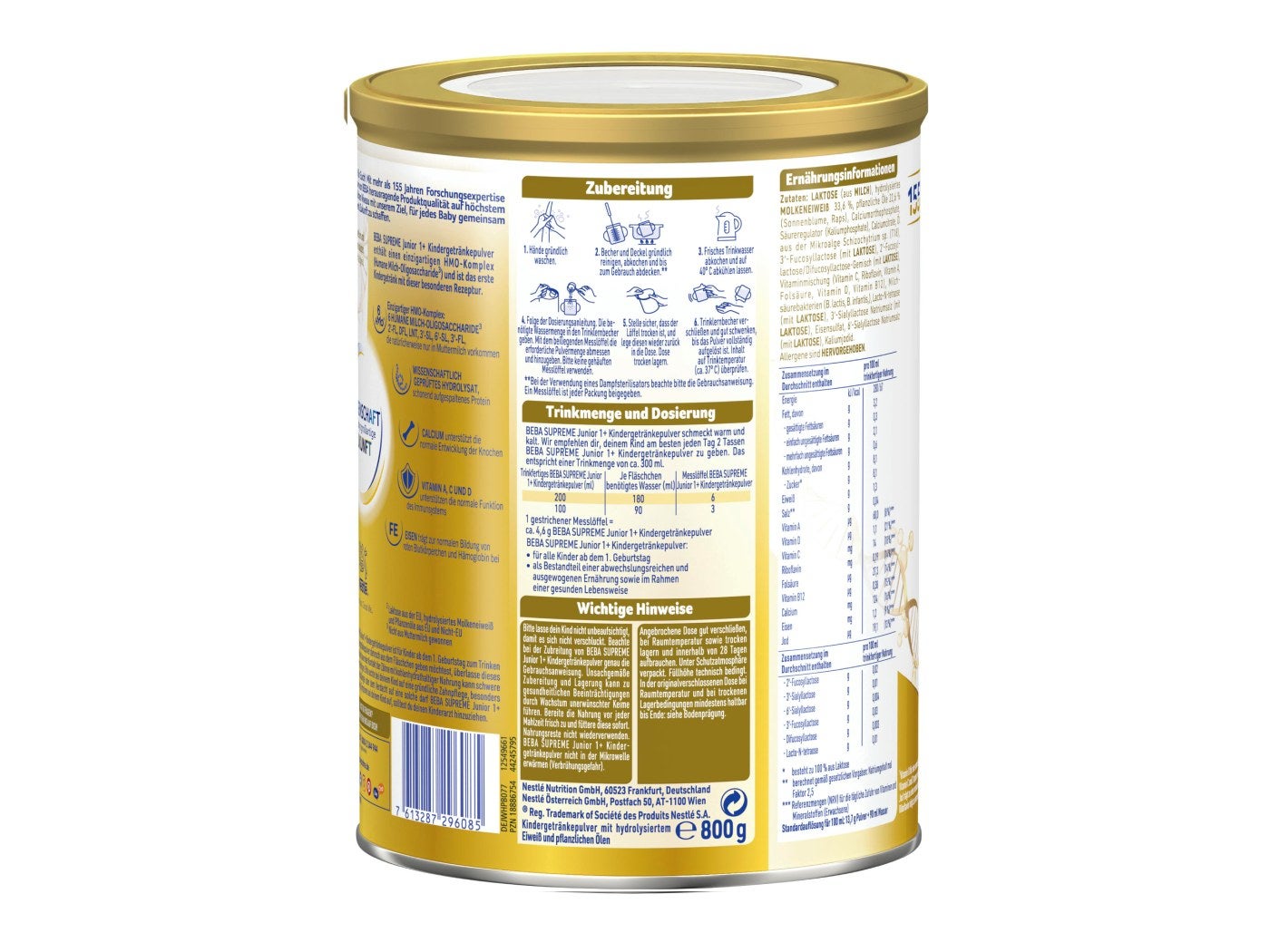 BEBA_supreme_junior_800g_Zubereitung_Trinkmenge