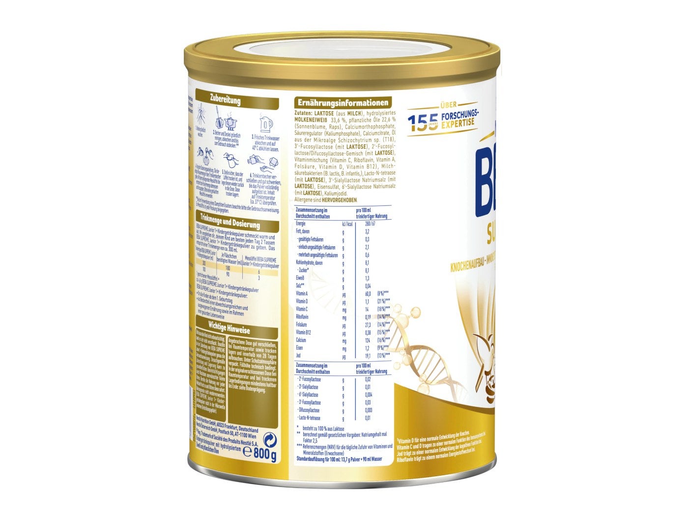 BEBA_supreme_junior_800g_Ernährungsinformation