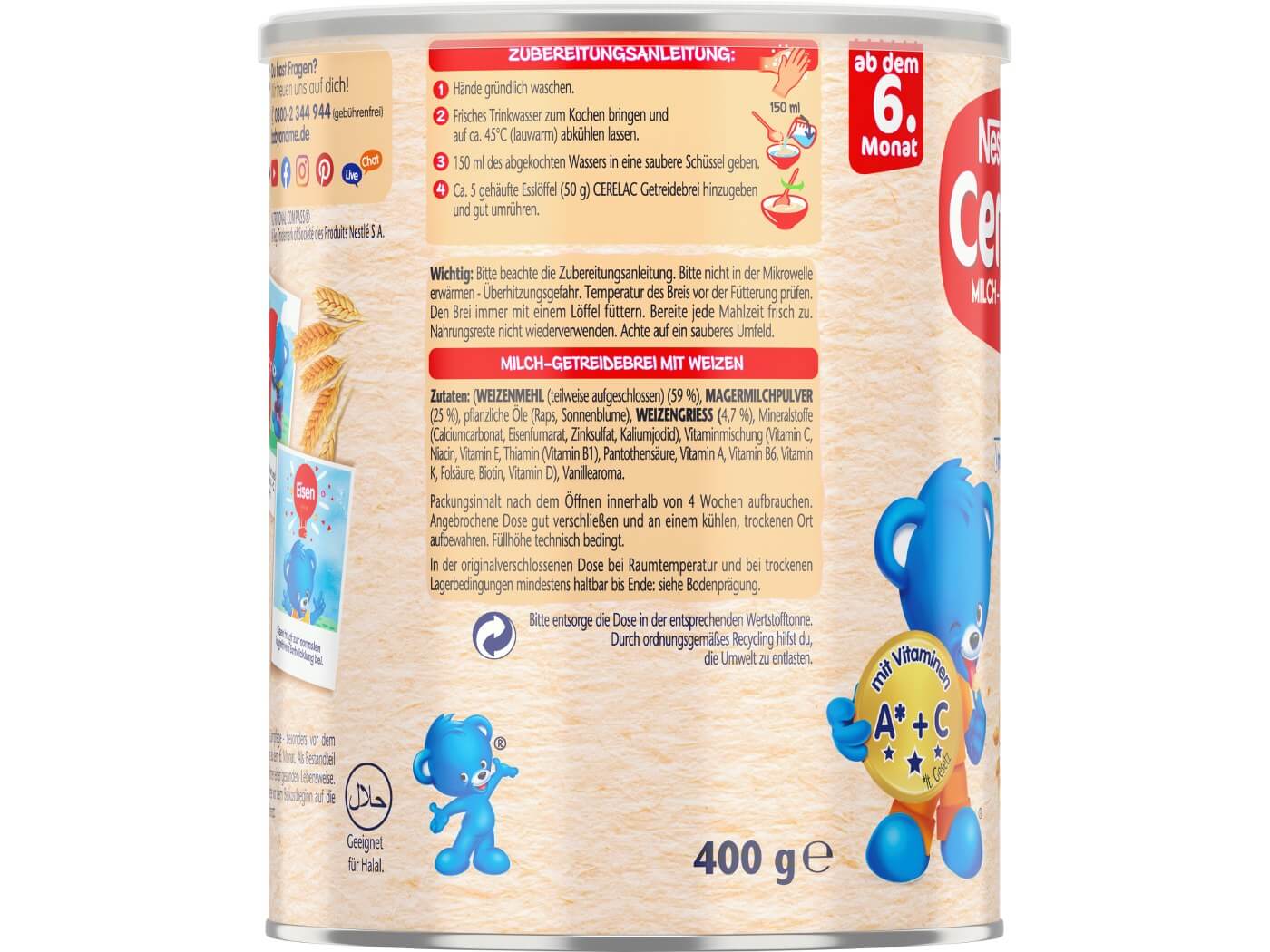 CERELAC Milch-Getreidebrei mit Weizen- 400g - Ansicht Zubereitung