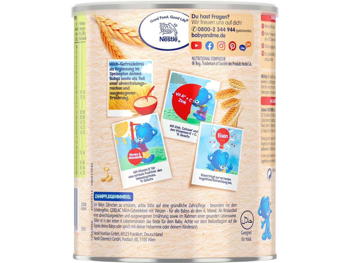 CERELAC Milch-Getreidebrei mit Weizen- 400g - Ansicht Produktvorteile