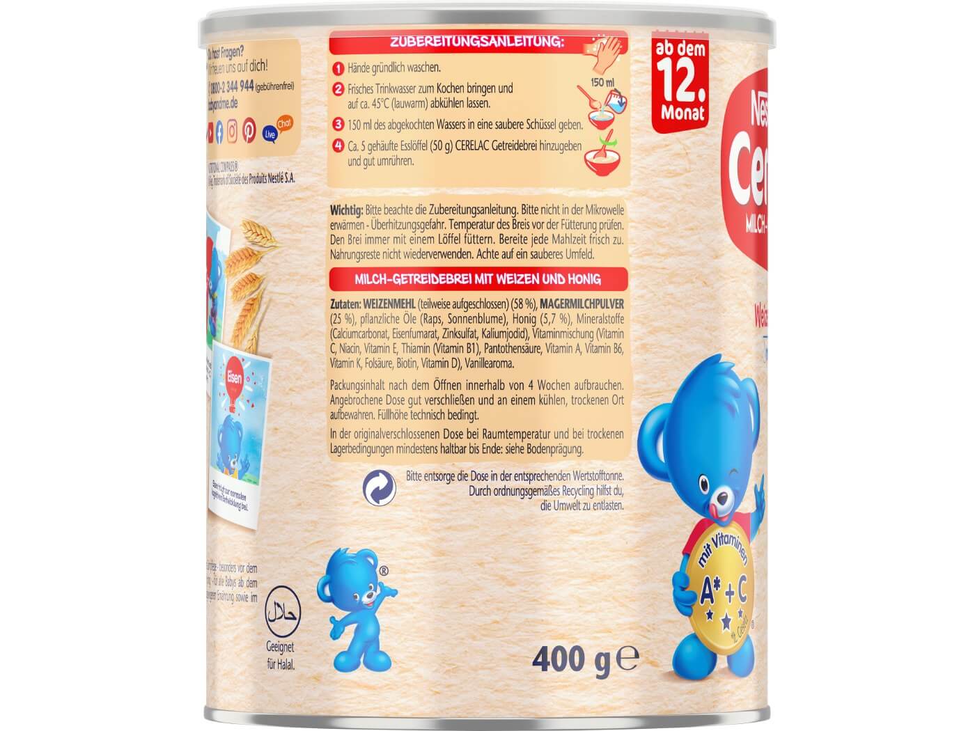 CERELAC Milch-Getreidebrei mit Honig- 400g - Ansicht Zubereitung