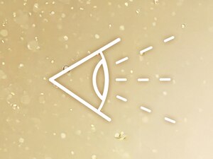 Augen Icon mit goldenem Hintergrund
