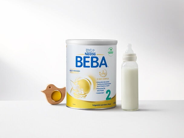 BEBA 2 Dose mit Spielzeug und Flasche