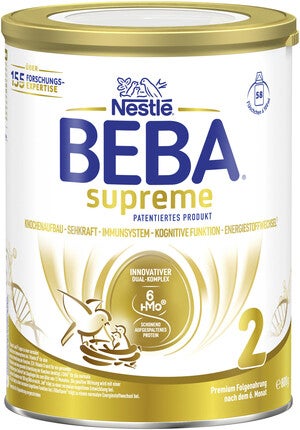 Nestlé BEBA Supreme Babynahrung-Dose, gold-weiße Verpackung
