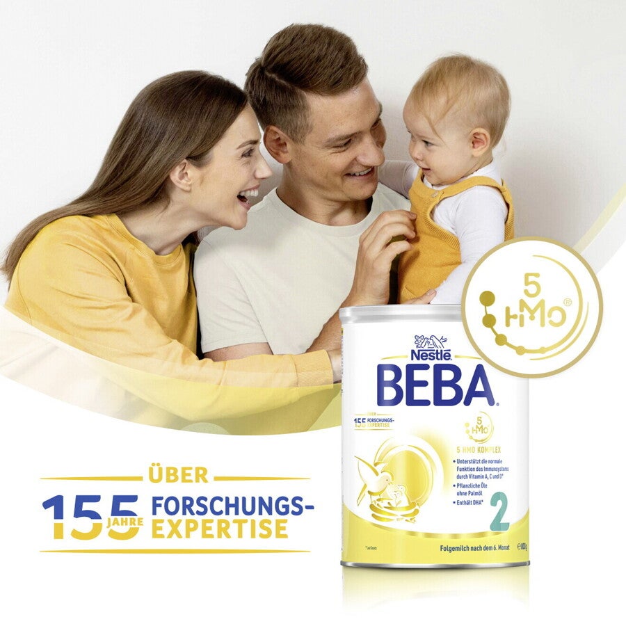 BEBA 2 Folgemilch – Mit 5-HMO und Vitaminen ab 6 Monaten