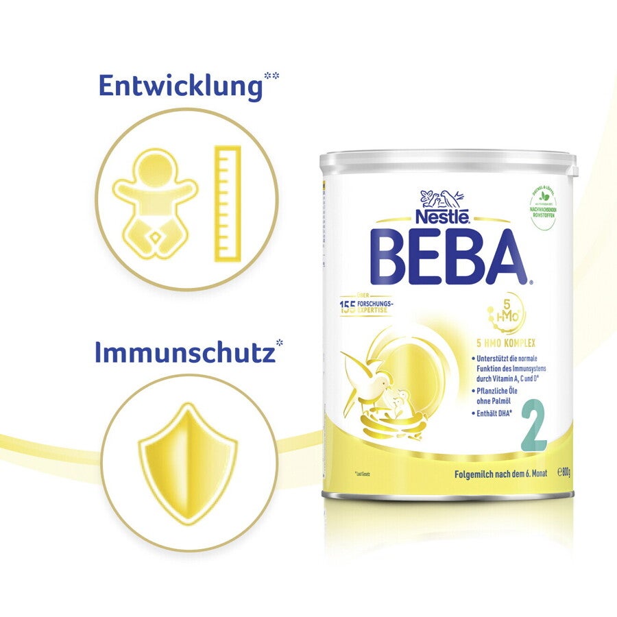 BEBA 2 Folgemilch – Mit 5-HMO und Vitaminen ab 6 Monaten