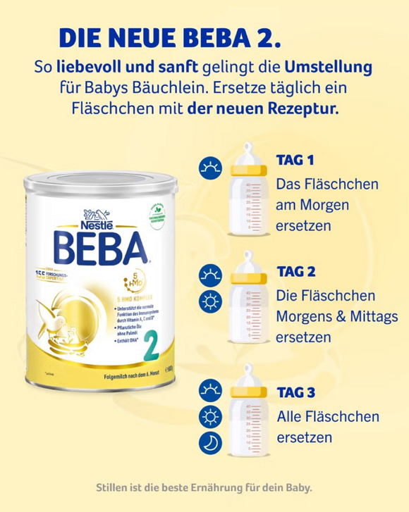 BEBA 2 liebevolle Umstellung auf die neue neue verbesserte Rezeptur BEBA 2 liebevolle Umstellung auf die neue neue verbesserte Rezeptur