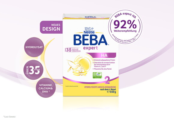 BEBA expert HA 2- schonend aufgespaltenes Hydrolysat - 35 Jahre Erfahrung BEBA expert HA 2- schonend aufgespaltenes Hydrolysat - 35 Jahre Erfahrung