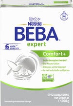 Verpackung der Nestlé BEBA expert Comfort+ Säuglingsnahrung, weiß-grün
