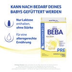 Baby formula packaging, white and yellow design with blue text.