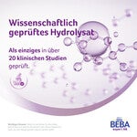 Purple molecular structure graphic with text in German.